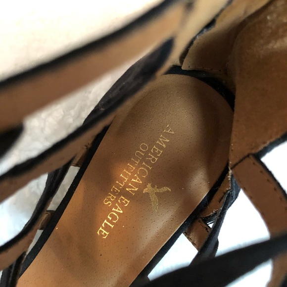 American Eagle Black Pointed Toe Lace-Up Flats - Picture 3 of 6